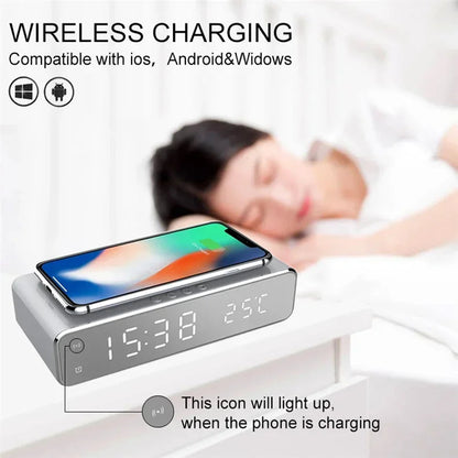 Wireless Charger Wecker mit Thermometer und LED-Display