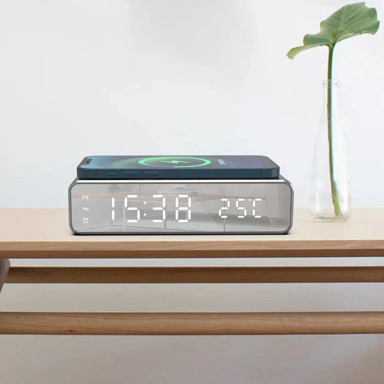 Wireless Charger Wecker mit Thermometer und LED-Display